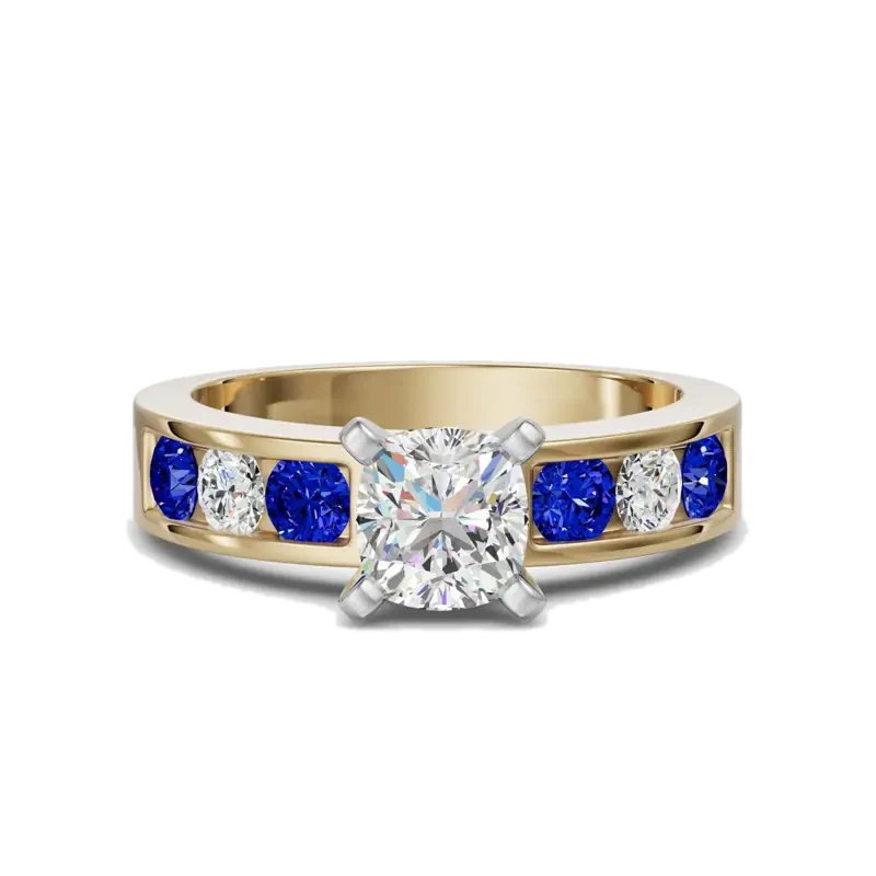 Diamond Diva Cushion Cut 0.50 ct Engagement Ring – Sapphire –