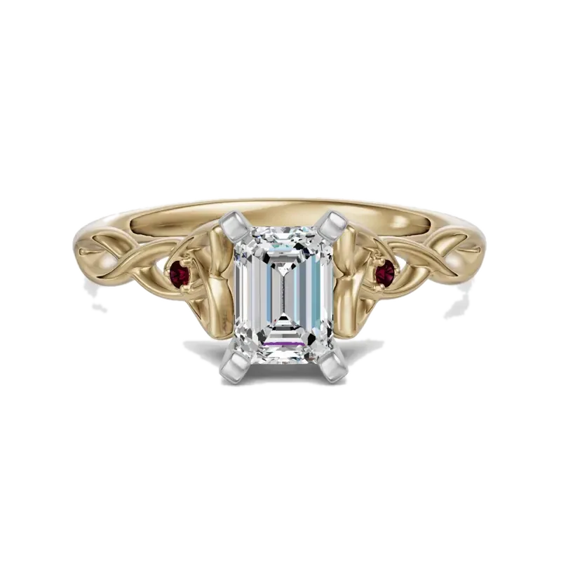 Celtic Knot Emerald Cut 0.50 ct Engagement Ring – Ruby