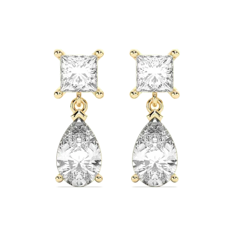 Leto Princess Pear Cut Drop Earrings