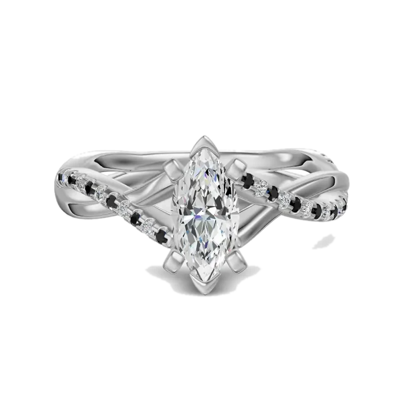 Twisted Accented Marquise Cut 0.50 ct Engagement Ring – Midnight