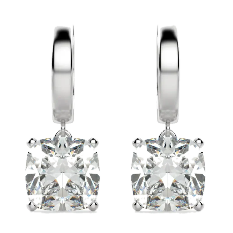 Cushion Cut Solitaire Drop Earrings
