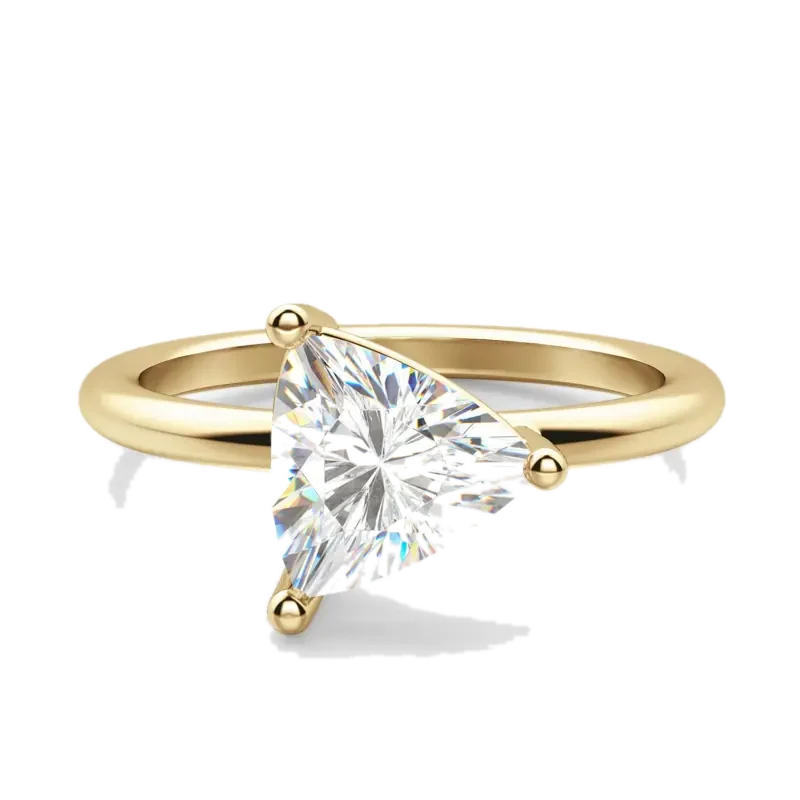 East West Classic Basket Trillion Cut Engagement Ring