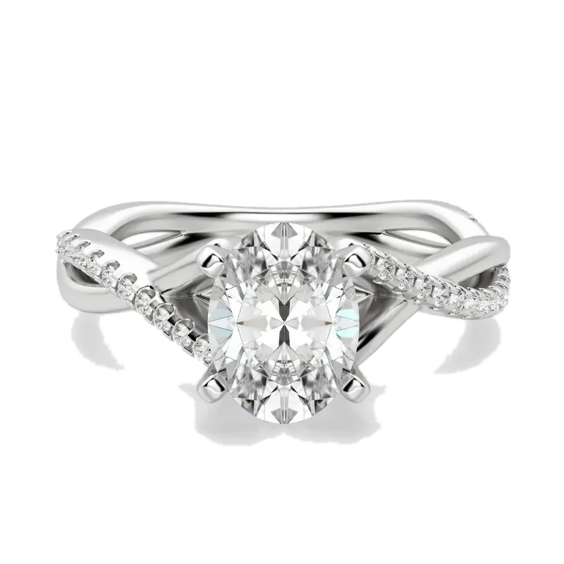 Twisted Accented Oval Cut Engagement Ring