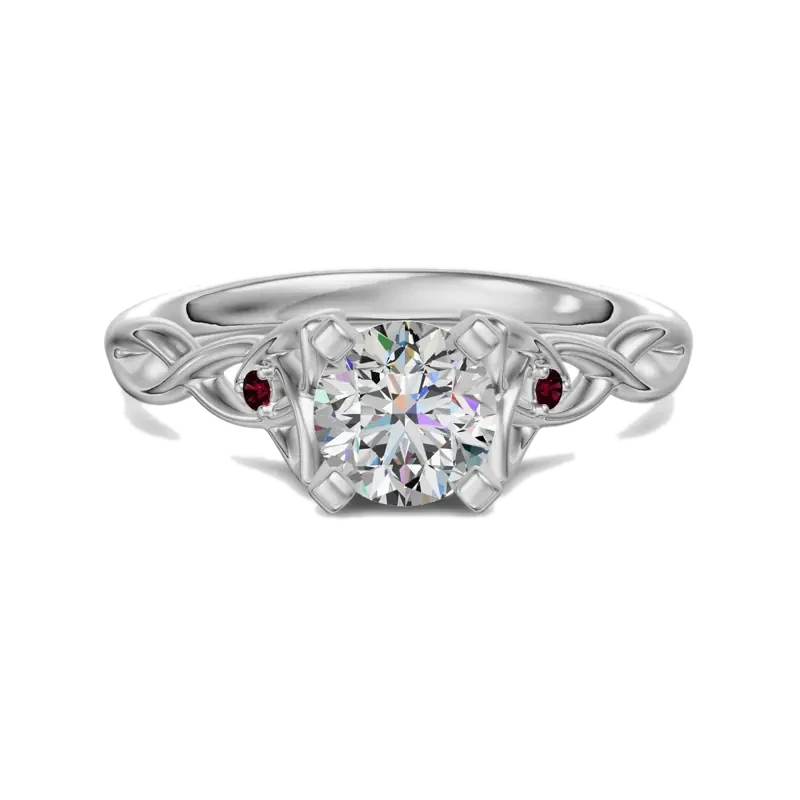 Celtic Knot Round Cut 0.50 ct Engagement Ring – Ruby –