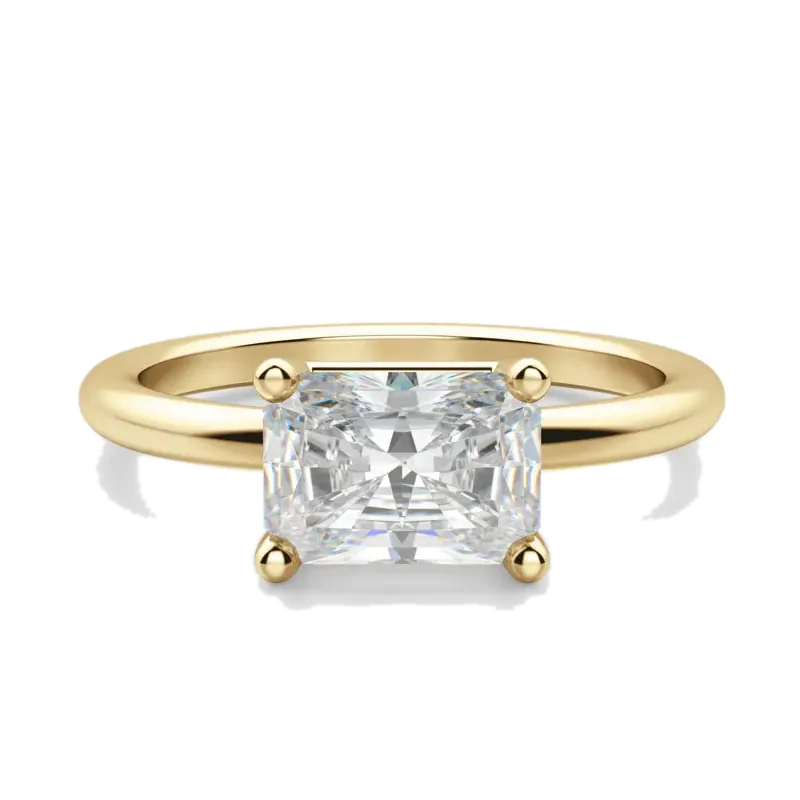 East West Classic Basket Radiant Cut Engagement Ring
