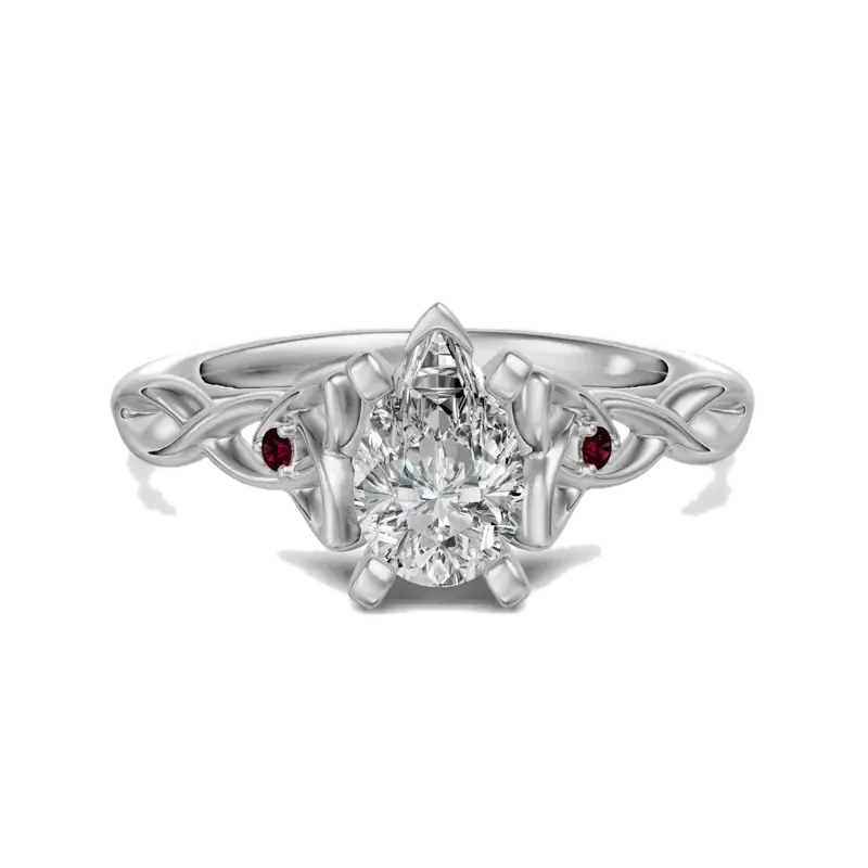 Celtic Knot Pear Cut 0.50 ct Engagement Ring – Ruby –