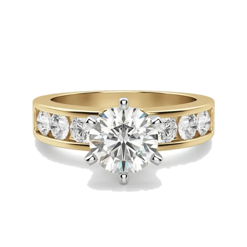 Diamond Diva Round Cut Engagement Ring Moissanite