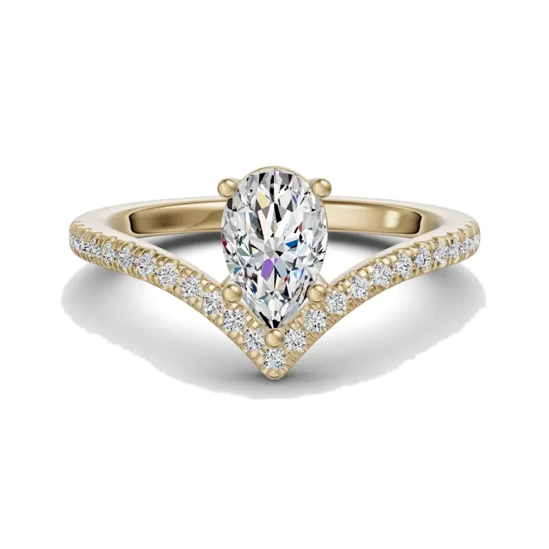 Luxe Chevron Accented Pear Cut Engagement Ring