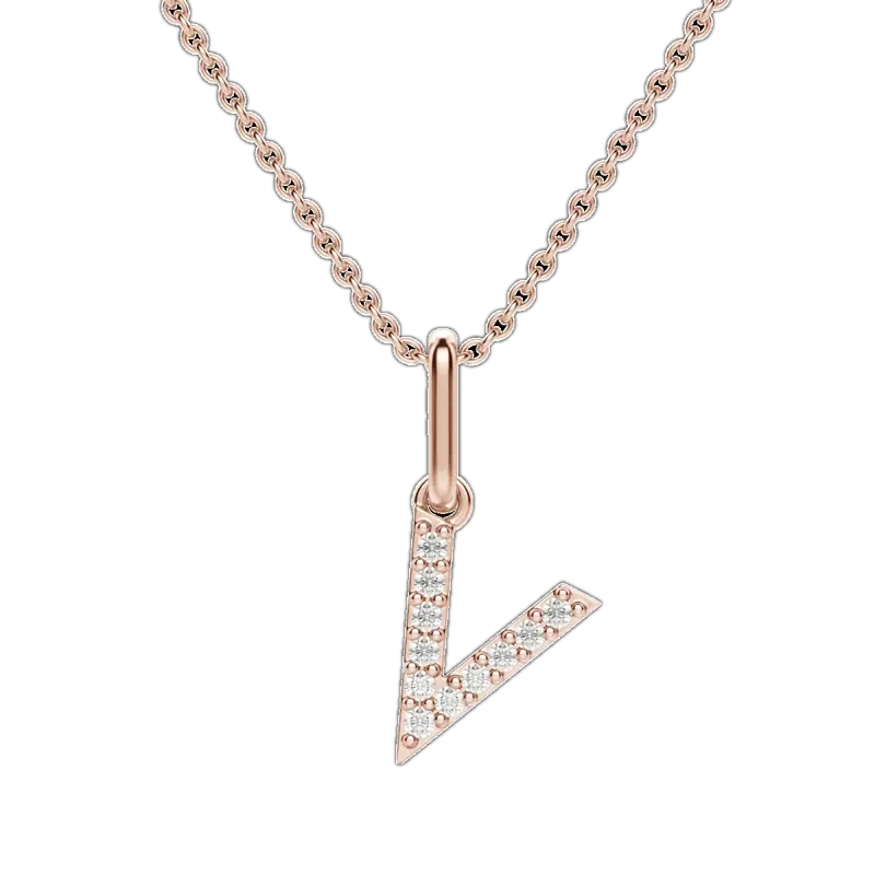 “V” Initial Pendant 14K Rose Gold