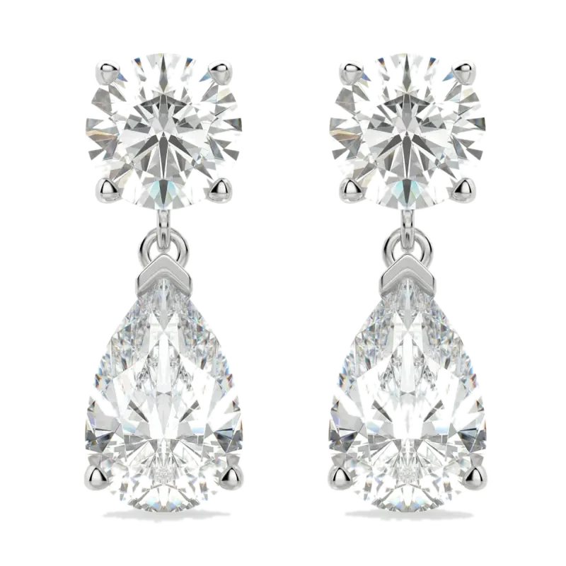 Leto Pear Cut Drop Earrings Moissanite