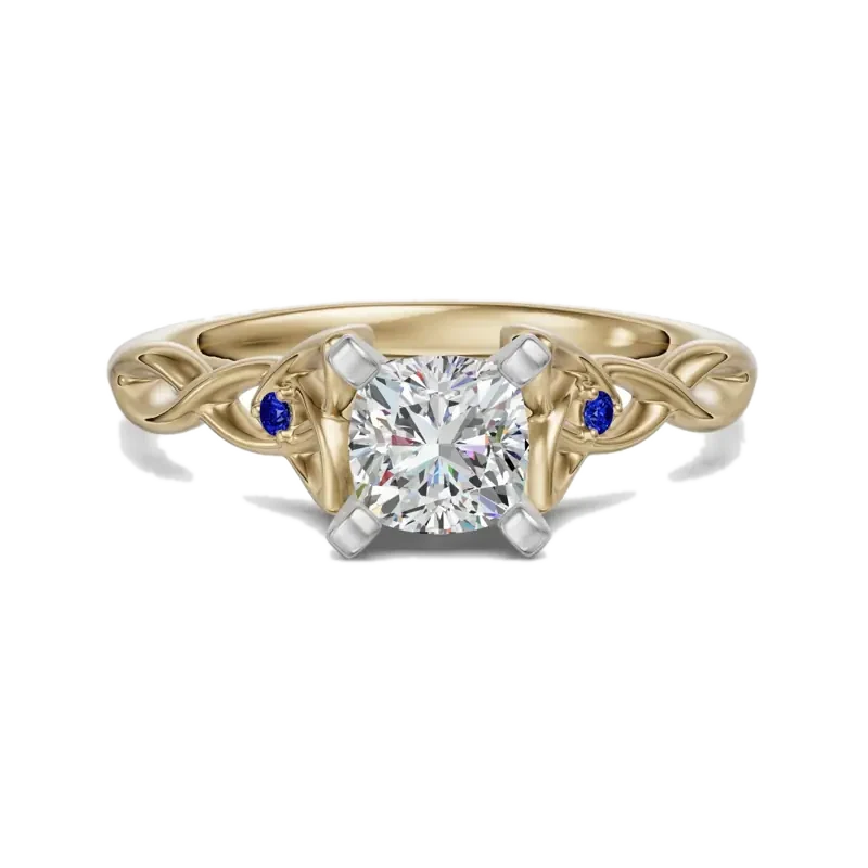 Celtic Knot Cushion Cut 0.50 ct Engagement Ring – Sapphire