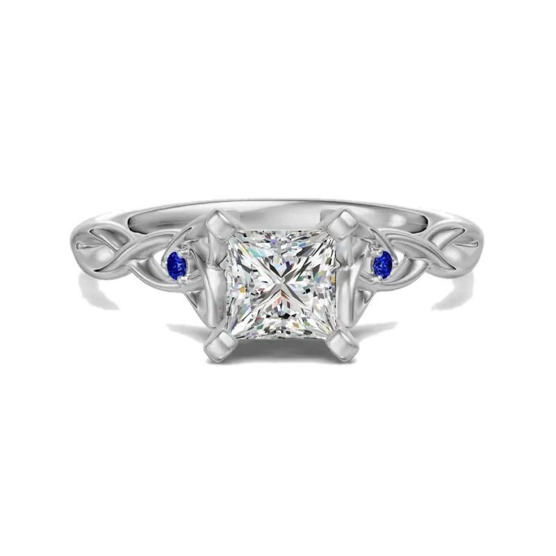 Celtic Knot Princess Cut 0.50 ct Engagement Ring – Sapphire –