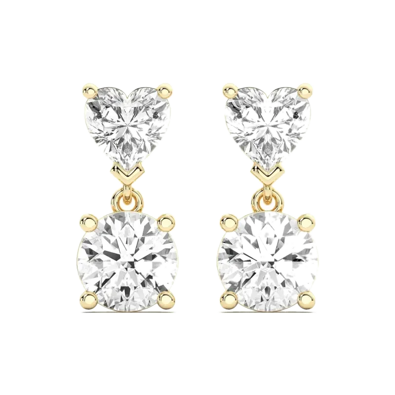Leto Heart Round Cut Drop Earrings