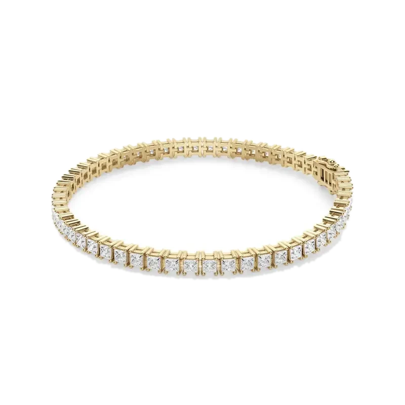 4 Prong Princess Cut Tennis Bracelet 7.00 tcw 14K Yellow Gold