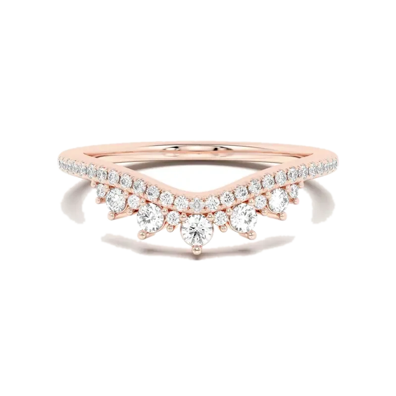 Chevron Crown Wedding Band 14K Rose Gold
