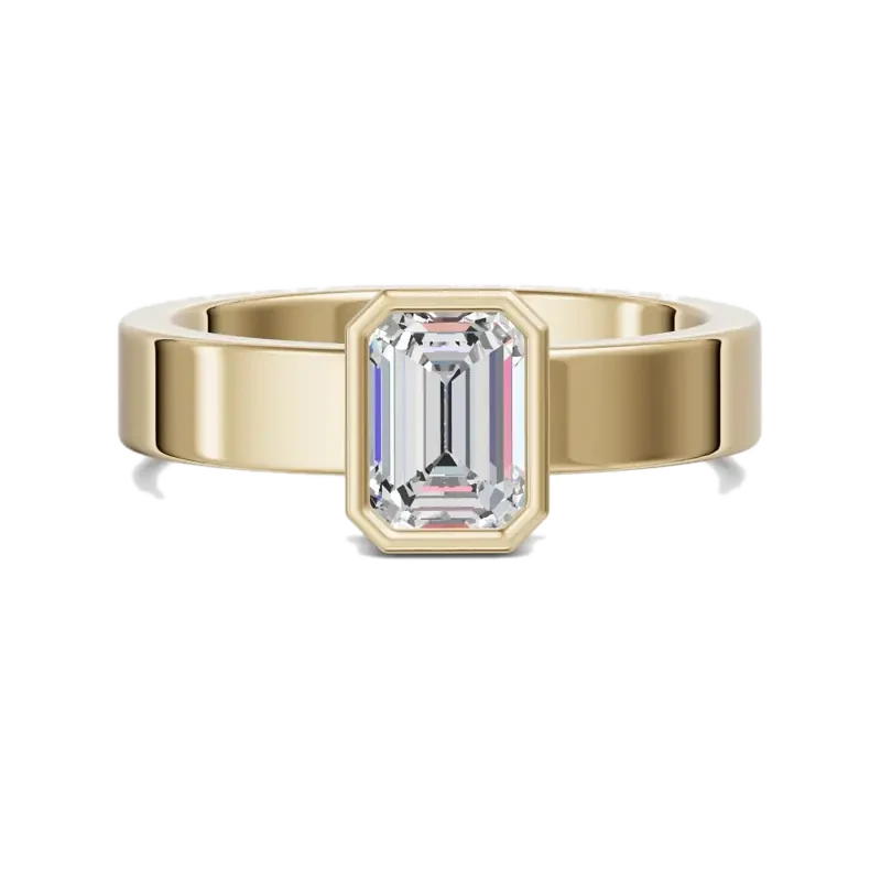 Bezel Bold Emerald Cut Engagement Ring