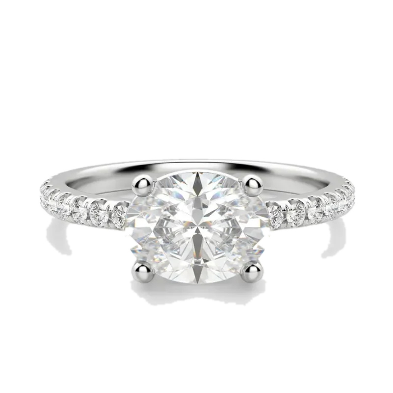 East-West Accented Basket Oval Cut Engagement Ring