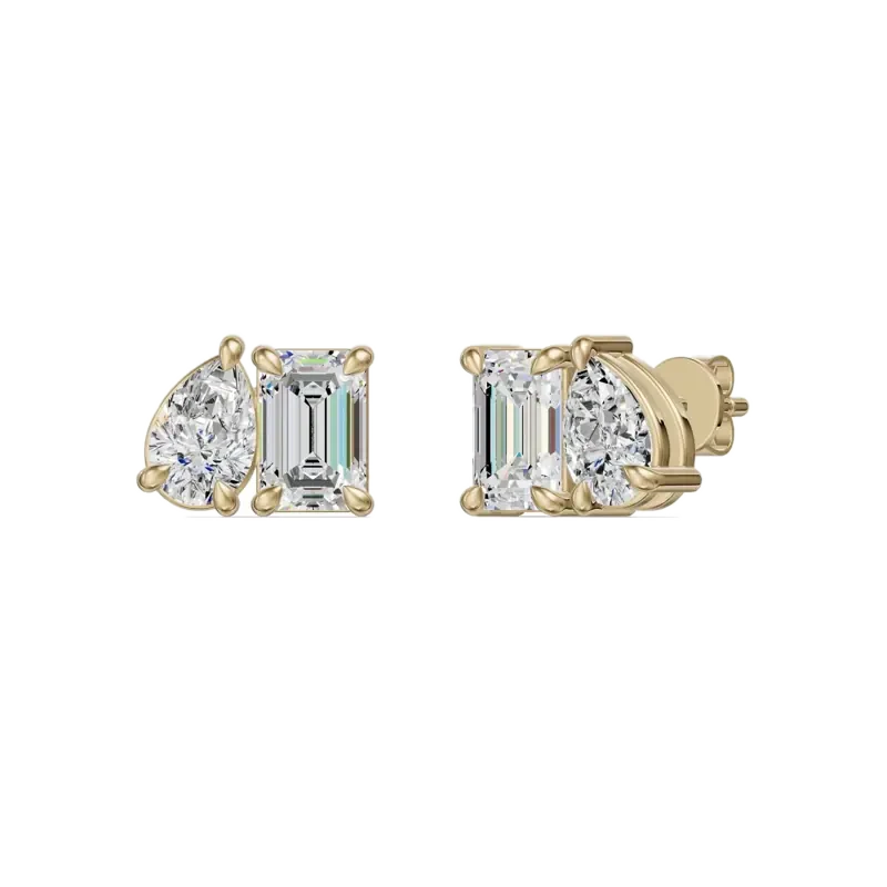 Toi et Moi Emerald and Pear Earrings