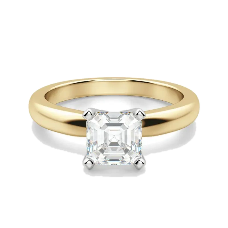 Tapered Classic Solitaire Asscher Cut Engagement Ring