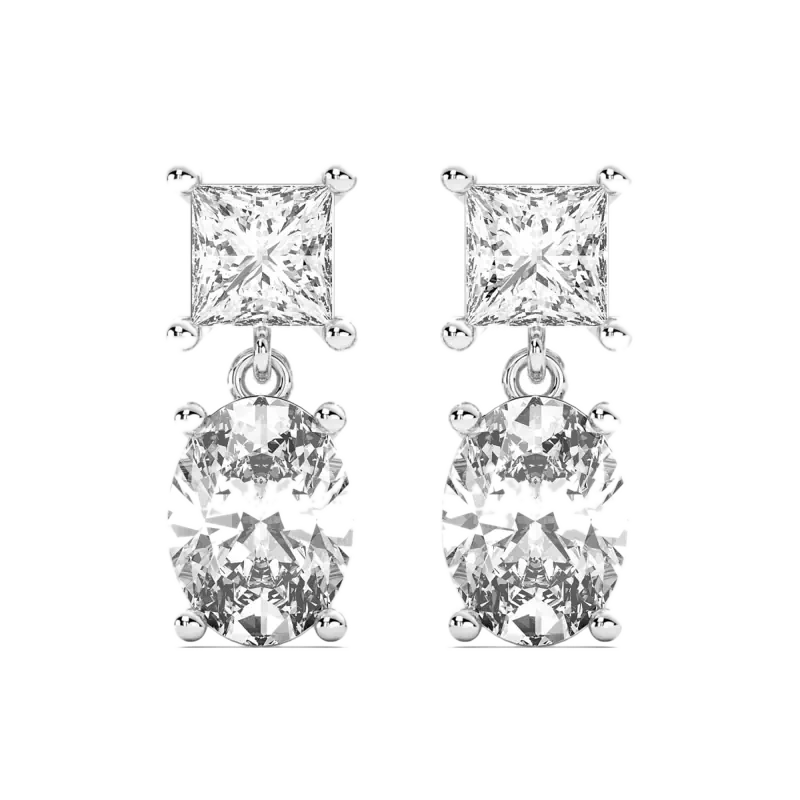 Leto Princess Oval Cut Drop Earrings