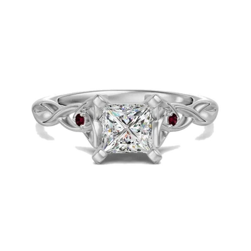 Celtic Knot Princess Cut 0.50 ct Engagement Ring – Ruby –