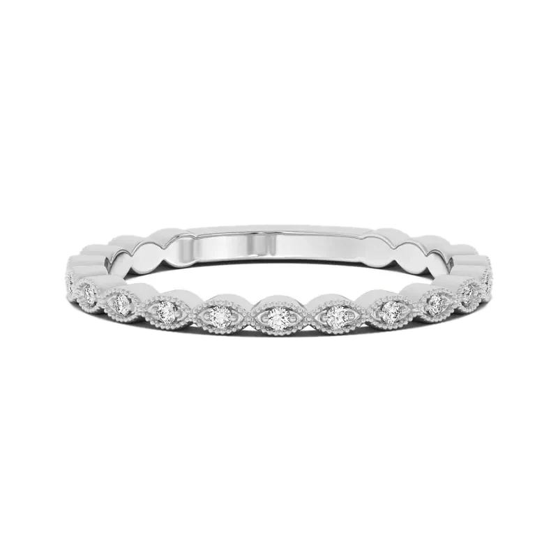 Dot and Marquise Milgrain Wedding Band
