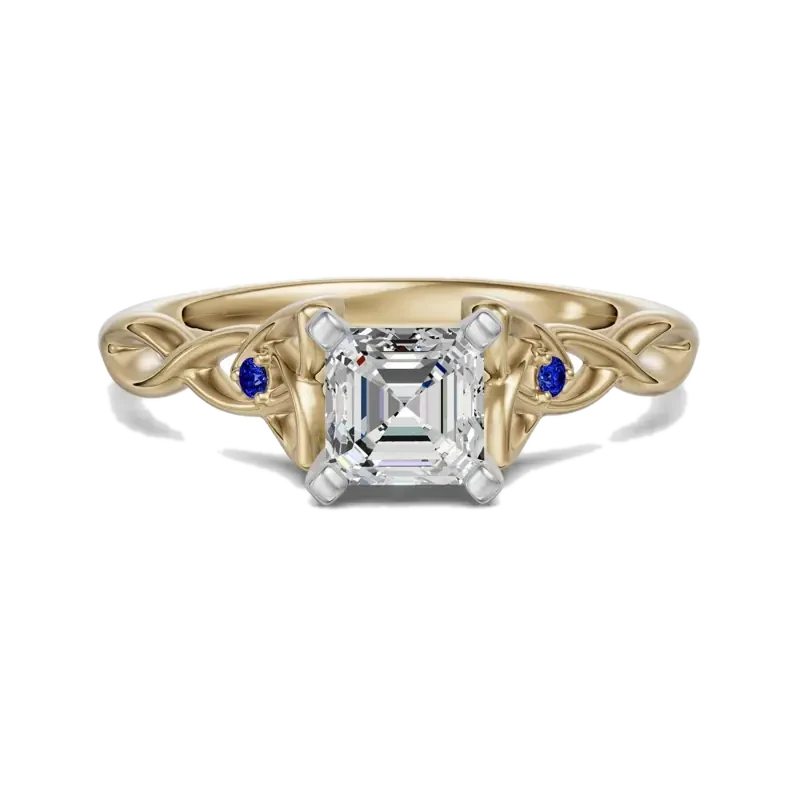 Celtic Knot Asscher Cut 0.50 ct Engagement Ring – Sapphire –