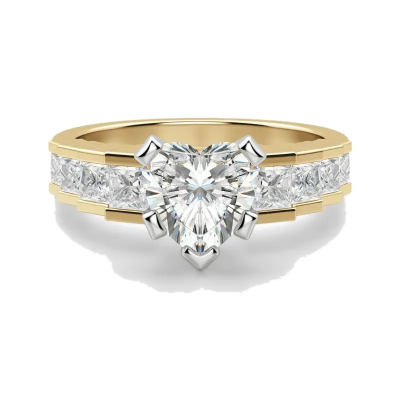 Cinderella Staircase Heart Cut Engagement Ring