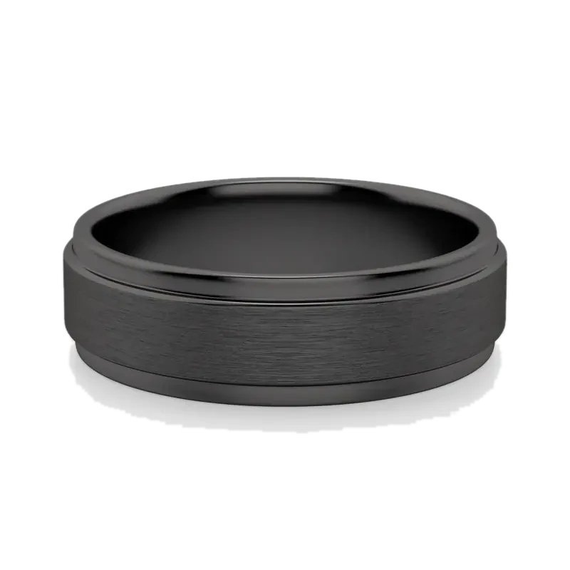 Obsidian Step Satin Wedding Band