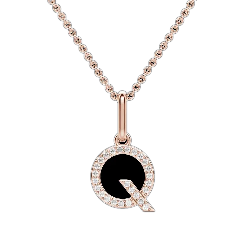 “Q” Initial Pendant 14K Rose Gold