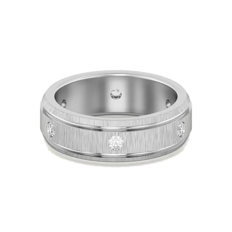 Edged Channel Accented Wedding Band