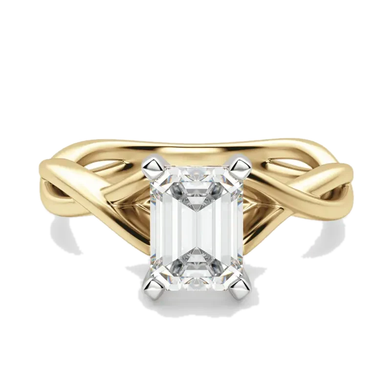 Twisted Classic Emerald Cut Engagement Ring