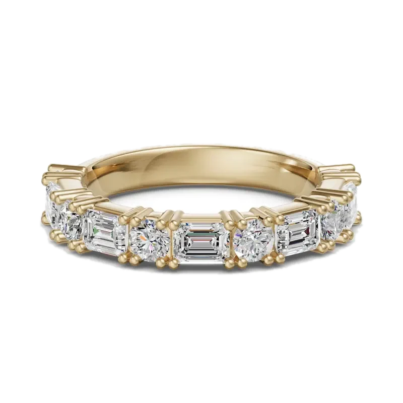 3.00 MM Round and Emerald Cut Half Eternity Band
