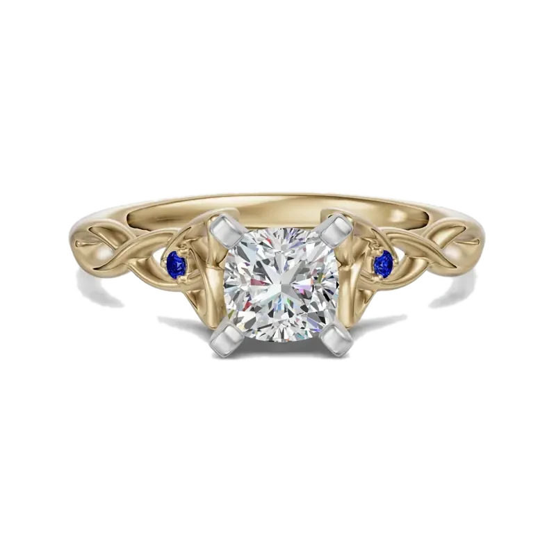 Celtic Knot Cushion Cut 0.50 ct Engagement Ring – Sapphire –