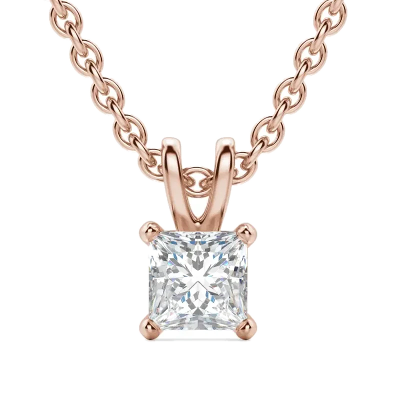 Basket Set Pendant Princess Cut 14K Rose Gold