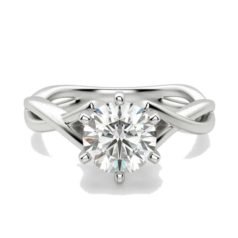 Twisted Classic Round Cut Engagement Ring