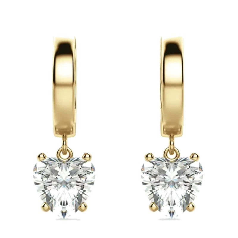Heart Cut Solitaire Drop Earrings