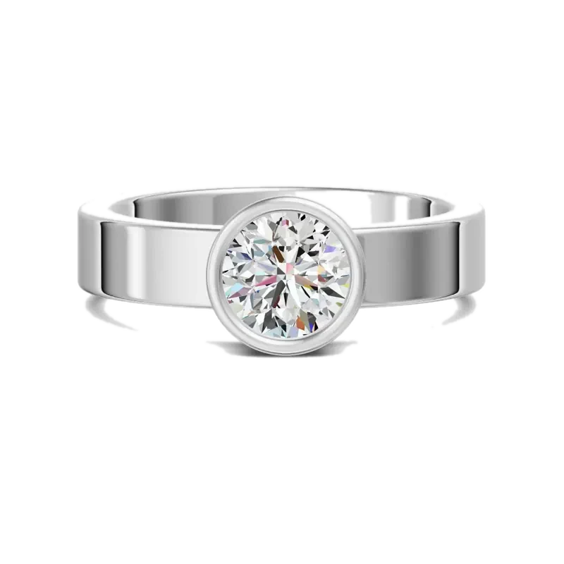 Bezel Bold Round Cut Engagement Ring