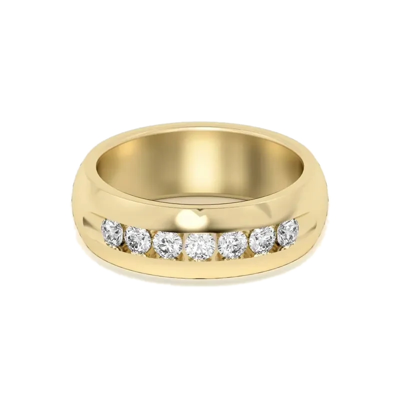 Seven Channel Set Wedding Band