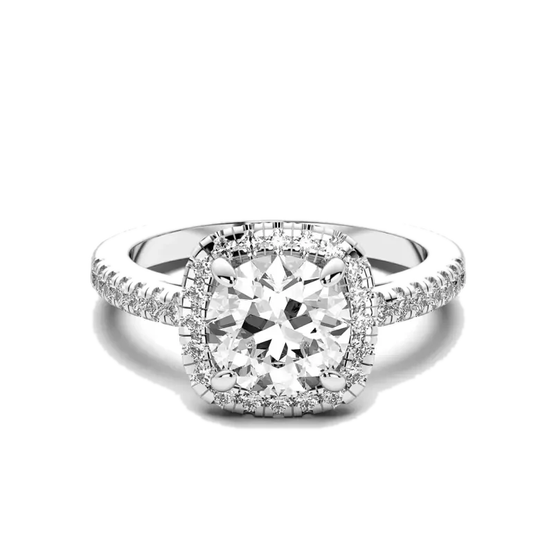 Round Cut Engagement Ring Platinum Ring