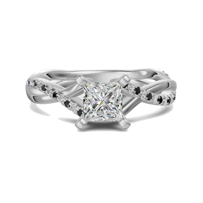 Twisted Accented Princess Cut 0.50 ct Engagement Ring – Midnight