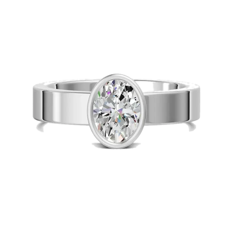 Bezel Bold Oval Cut Engagement Ring