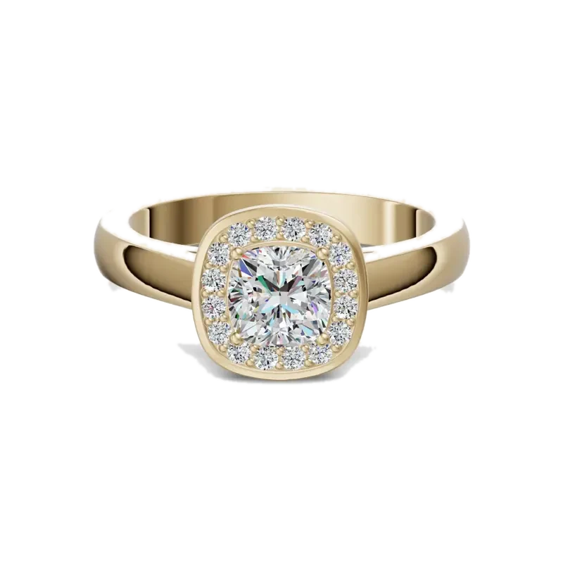 Channel Pave Halo Classic Cushion Cut Engagement Ring