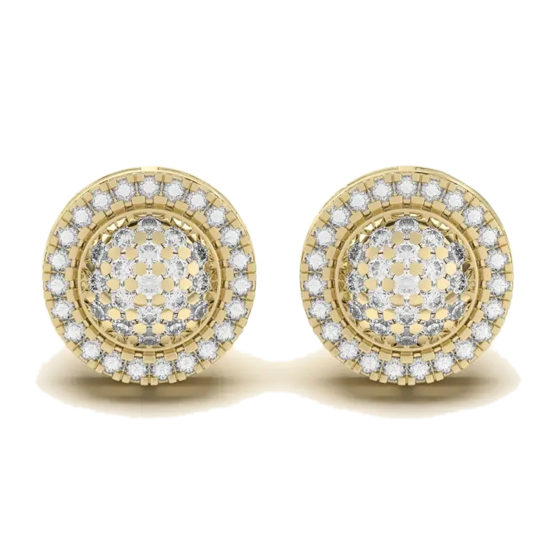 Men’s Pave Set Round Stud Earrings