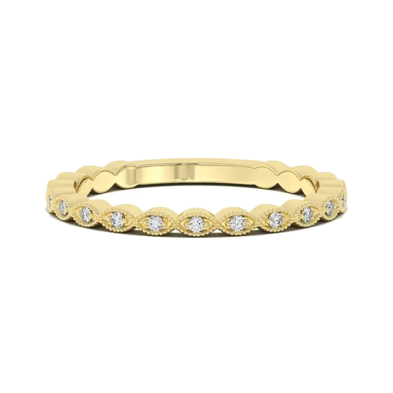 Dot and Marquise Milgrain Wedding Band