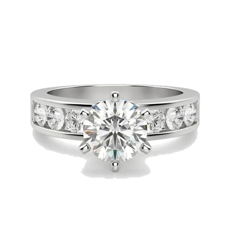 Diamond Diva Round Cut Engagement Ring Moissanite