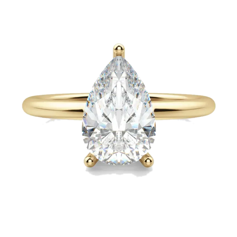 Basket Set Classic Pear Cut Engagement Ring Moissanite