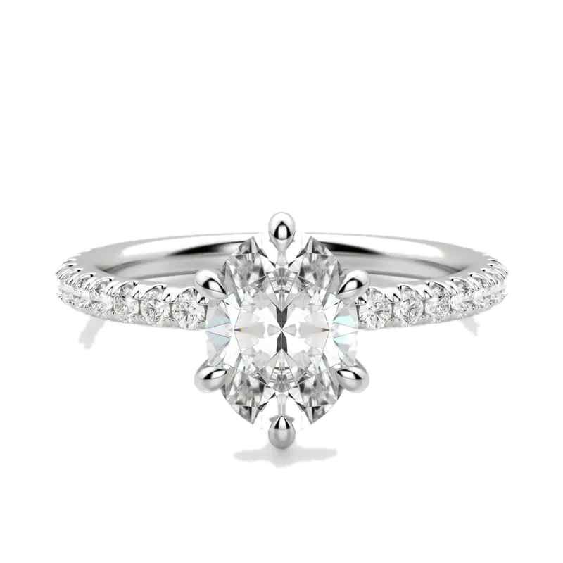Arezzo Accented Oval Cut Engagement Ring 14K White Gold