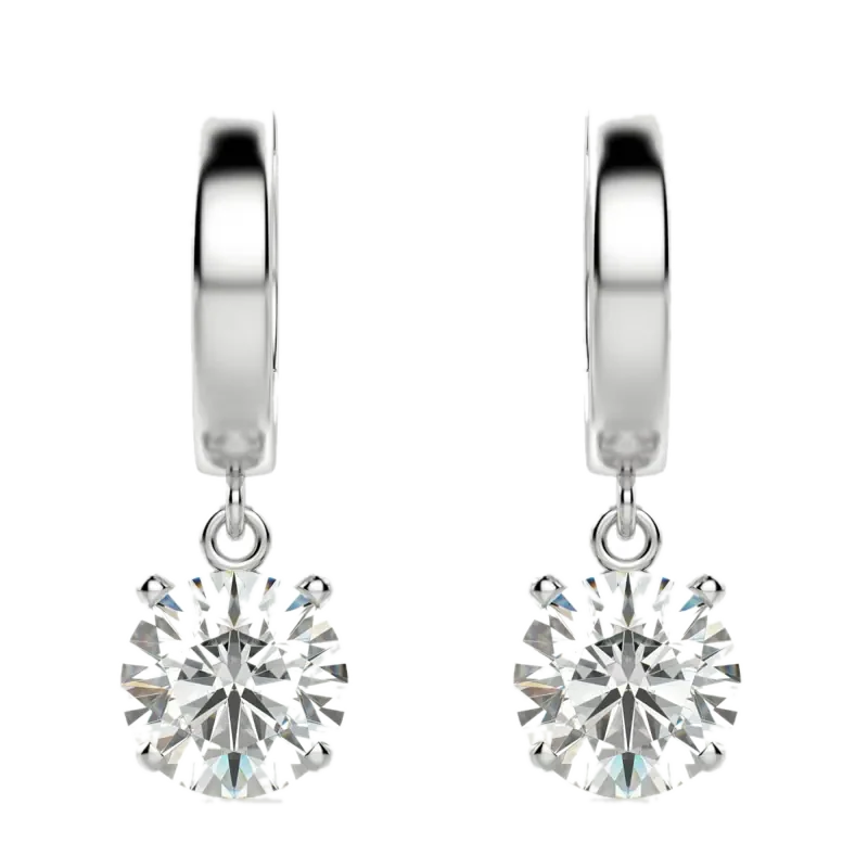 Round Cut Solitaire Drop Earrings
