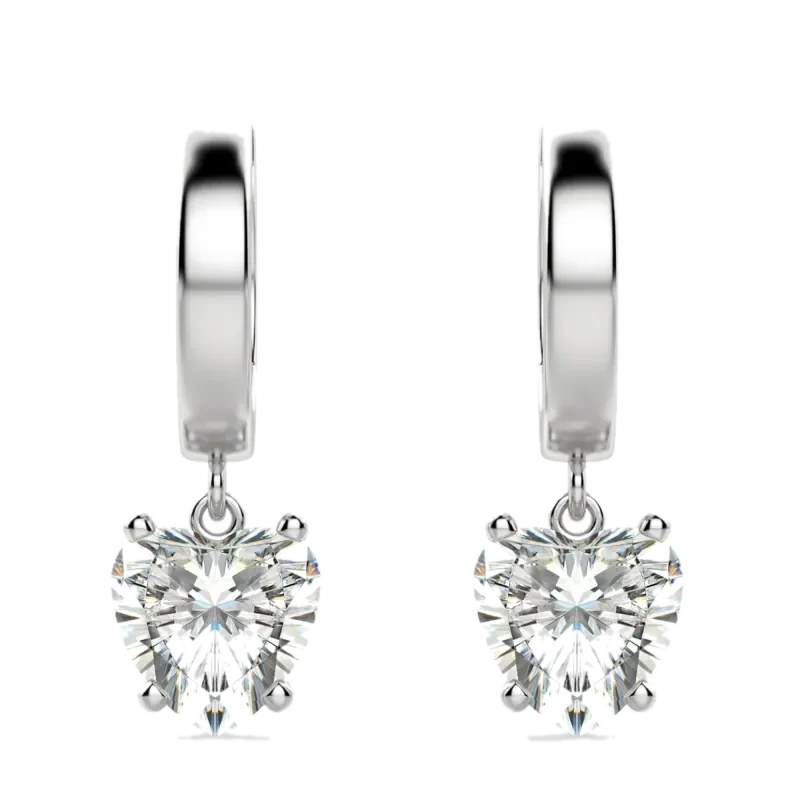 Heart Cut Solitaire Drop Earrings